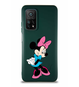 Xiaomi Mi 10T Soft Premier Kapak Minnie Mouse-F Tasarımlı Silikon Kılıf - Yeşil (Şeffaf)