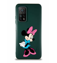 Xiaomi Mi 10T Soft Premier Kapak Minnie Mouse-F Tasarımlı Silikon Kılıf - Yeşil (Şeffaf)