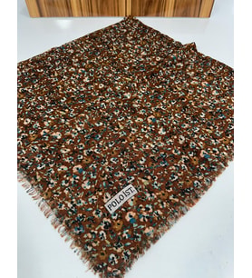 Desenli Flamalı Keten Eşarp- 05653 (Kiremit)