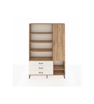 Arges Dolap 9 Raflı 3 Çekmeceli Tek Kapaklı  132x30x195 Çam-Çam/Aytaşı