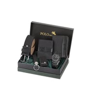 Polo Air Erkek Kol Saati Cüzdan Kemer Kartlık Anahtarlık Çakmak Hediyelik Kutusunda Siyah Set PL-7042E1
