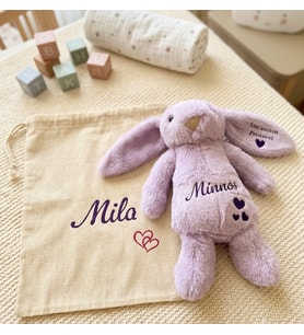 Bebeğinize Özel İsimli Bunny Uyku Arkadaşı LİLA (Kese Çanta Hediyeli)