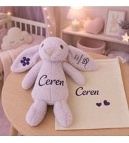 Bebeğinize Özel İsimli Bunny Uyku Arkadaşı LİLA (Kese Çanta Hediyeli)