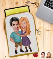 BK Gift Kişiye Özel Sevgililer Karikatürlü Taşınabilir Koruyucu Tablet Kılıfı & Organizer Çanta - Sarı-80