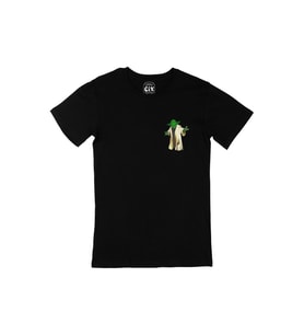 Pelerinli Yoda Star Wars Cep Logo Tasarımlı Siyah Tişört