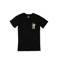 Pelerinli Yoda Star Wars Cep Logo Tasarımlı Siyah Tişört