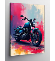 Kanvas Tablo Renkli Motosiklet