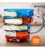 Kitap Tasarımlı Kupa Bardak - 350 ml Kapasite - El Çizimi Özel Tasarım - Dayanıklı Cam