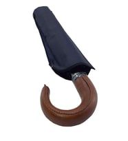 Snotline-April Deri Saplı Erkek Şemsiye Kahverengi Sap Çanta Boy Baston Saplı 100 Cm Çap 45 Cm Boy (KAHVE)