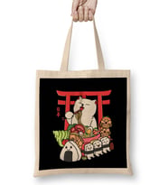 Kawaii Japanese Food Cat Bez Çanta Uzun Saplı