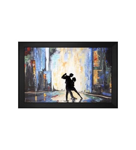 Dans Soyut Motifli Kanvas Tablo 80 x 110 cm Siyah Çerçeve