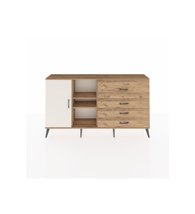 Arges Konsol 4 Raflı 4 Çekmeceli Tek Kapaklı  176x30x99 Çam-Aytaşı/Çam