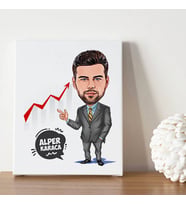 Borsacı Erkek Karikatürlü Kanvas Tablo