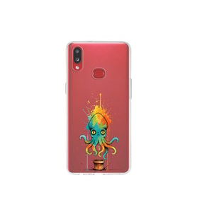 Samsung Galaxy A10s ile uyumlu Splash ahtapot tasarımlı şeffaf silikon kılıf