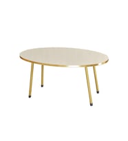 Orta Sehpa Krem Elips Metal Ayak Gold