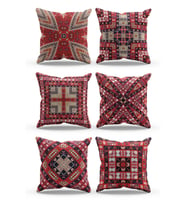 Moud's Çift Tarafı Baskılı Türkiye Kilim Desenli 6'lı Kombin Süet Kırlent Kılıfı