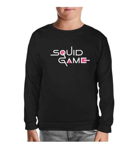 Squid Game-Logo Siyah Çocuk Sweatshirt