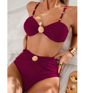 Kadın İstiridye Desenli Bikini Takımı MY1002