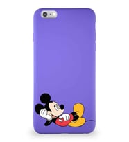 Apple iPhone 6S Plus Soft Premier Kapak Mickey Mouse-F Tasarımlı Silikon Kılıf - Mor (Şeffaf)