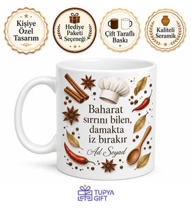 Aşçıbaşı Mutfak Şefi Baharat Sırrı Lezzet Patlaması Gurme Menü Kupa Bardak Hediye