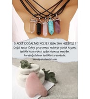 Doğal Taş 5 Adet Kolye ( Pembe Kuvars Gua Sha Hediyeli )