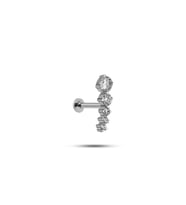 925 Ayar Gümüş Rodyumlu Minimal Süzme Beş Taşlı Tragus Piercing Küpe