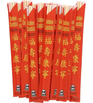 Bambu Chopstick, Doğal Bambu Malzeme, Kırmızı Kağıt Ambalajlı, Tek Kullanımlık, 21-23 cm, 100'lü Paket