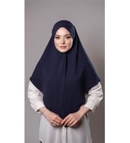 Lacivert Pratik Hazır Geçmeli Tesettür Eşarp Aerobin Kumaş  Çapraz Hijab 2307_02