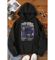 Keep Going Baskılı Oversize Sweatshirt (Siyah)