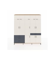Hyperion Dolap 8 Raflı 4 Çekmeceli 3 Askılı 220x44x243 Çam-Aytaşı/Antrasit