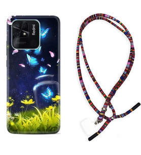 Xiaomi Poco X3 Pro M4 Pro X4 Pro C40 10C Kılıf Boyun Asklı Rasta Silikon Neon Butterflys 1309