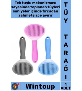 #Tarak Profesyonel Evcil Hayvan Pratik Kaliteli Şık Masaj Etkili Kedi Köpek Tuşlu Tüy Alma Tarağı