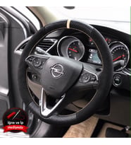 Opel Astra K Dikme Direksiyon Kılıfı Alcantara Süet Mat Karbon Bej Yüzük ve Dikiş Dolu Alti Dolu Ince V 2015-2022
