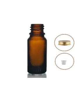 20ml kahverengi şişe sarı metal düz kapaklı, 24 adet, cam şişe, esans şişesi, yağ şişesi, kozmetik şişesi