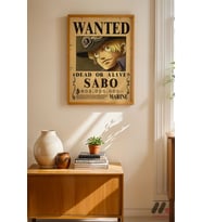 One Piece Sabo Wanted Poster, Ahşap Çerçeveli Duvar Tablosu - Anime Severlere Özel