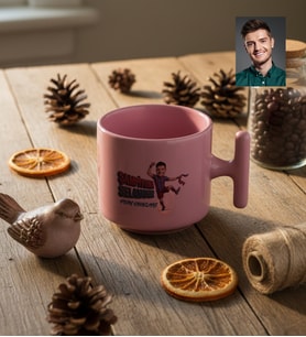 Kişiye Özel Karikatürlü Bordo Mavi Taraftar T Pastel Kupa Doğum Günü Hediyesi