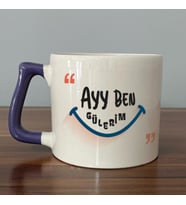 Ayy Benim Gülerim Baskılı Mor Kulplu D Kupa