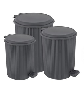Omnipazar ELF-N320 Nostalji 3 Boy Plastik Pedallı Çöp Kovası