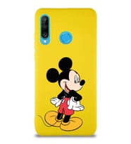 Huawei P30 Lite Soft Premier Kapak Mickey Mouse-D Tasarımlı Silikon Kılıf - Sarı (Şeffaf)