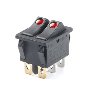 16A 250V On/Off 6 Pin Led Işıklı Çift Anahtar Latch Tip Buton Yüksek Akım Kcd3-2 Double Switch Panel
