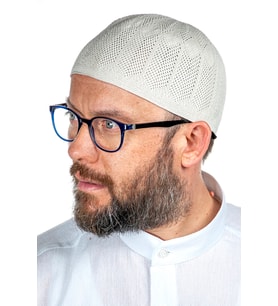 Safir İnce Örme Dantel Namaz Takkesi Taş 1 Adet (Krem)