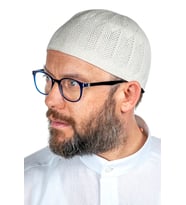 Safir İnce Örme Dantel Namaz Takkesi Taş 1 Adet (Krem)