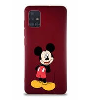 Samsung Galaxy M31S Soft Premier Kapak Mickey Mouse-B Tasarımlı Silikon Kılıf - Mürdüm (Şeffaf)