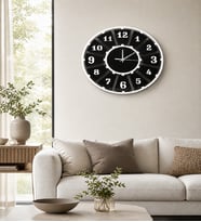 Minimal Style Beyaz-Siyah Pleksi Dekoratif Duvar Saati - Sessiz Mekanizma