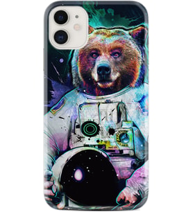 Apple iPhone 11 12 13 Mini Kılıf Desemli Silikon Astronot Panda 1755