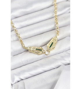 Pirinç Gold Renk Zirkon Taşlı Serenay Kolye 5886 - SSSSSS2580-3669