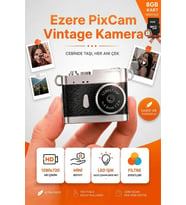 Ezere PixCam Vintage Taşınabilir Mini Dijital Kamera Selfie Video Vlog Kamerası Mini Anahtarlık