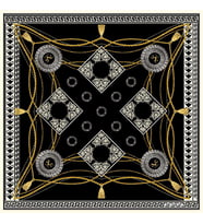 Barok Halatlı Desen Black Seri Twill Eşarp Eşarp Askısı ile Birlikte 90x90 cm Be