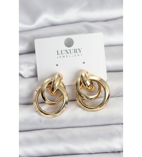 Gold Renk Halka Model Pirinç Kadın Küpe - TJ-BKP11350