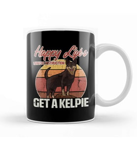 Happy Life Simple Instructions Get A Tasse Designed and Sold by Get An Australian Kelpie For Happiness Distressed Kupa Bardak Porselen